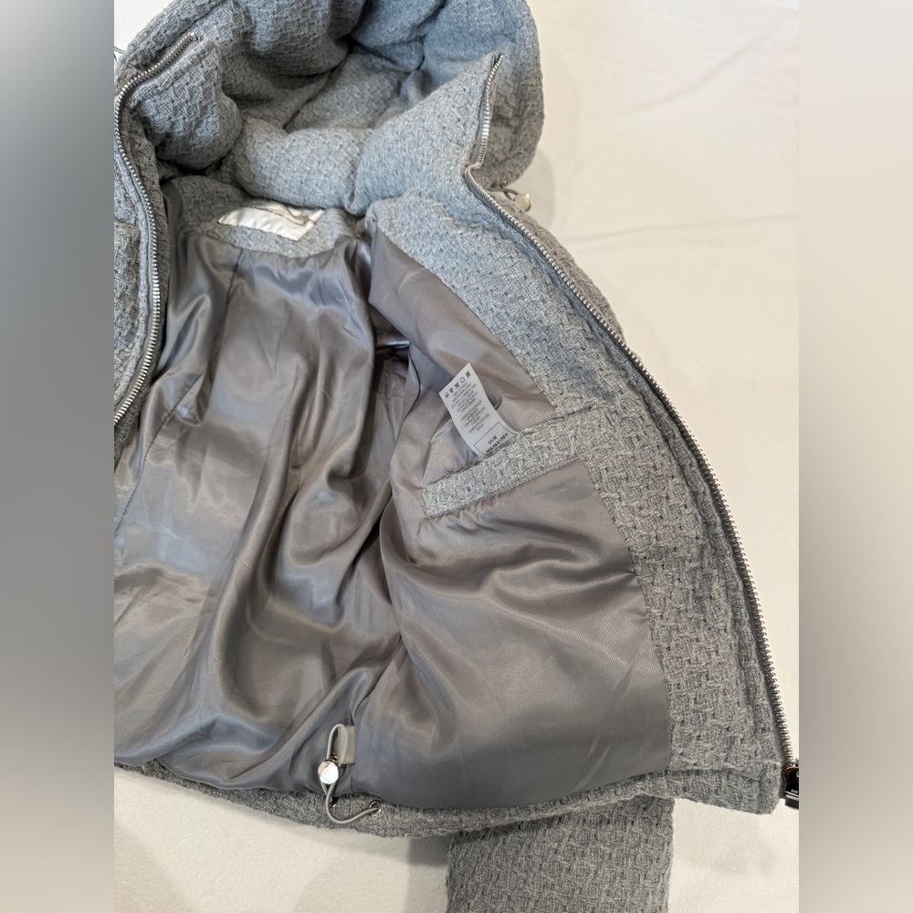 Maniere De Voir Grey Puffer Coat With Hood Size 4 - Picture 13 of 16